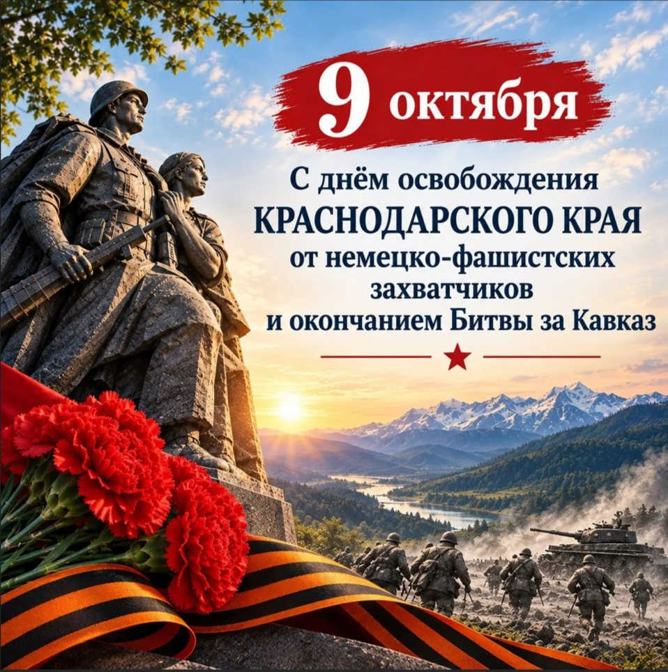 Сегодня отмечается памятная дата в нашей истории - День освобождения Краснодарского края от немецко-фашистских захватчиков и завершение Битвы за Кавказ. 