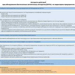 Алгоритм действий в случае обнаружения беспилотных летательных аппаратов